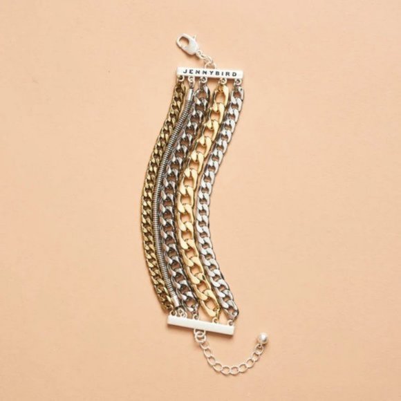 Jenny Bird Austin Stacking Multi-Metal Cuff Stacked Bracelet Jewelry Silver Gold - Picture 2 of 8